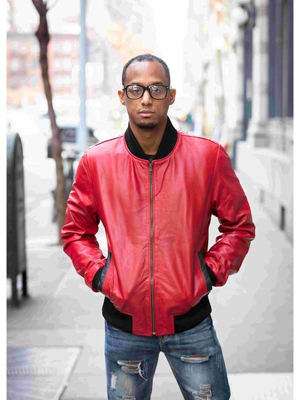 Mens soft shop leather bomber jacket