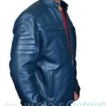 Shop Punk leather jacket –  Dark Navy Leather Blazer Men Jacket