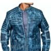 Mens leather motorcycle jackets - Distressed Blue Allsaints Leather Jacket