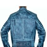 Mens leather motorcycle jackets – Distressed Blue Allsaints Leather Jacket