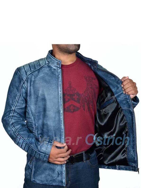 Blue biker jacket mens