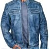 MENS BLUE ITALIAN LEATHER JACKETS