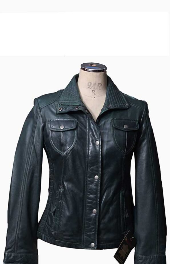 ladies leather bomber jacket