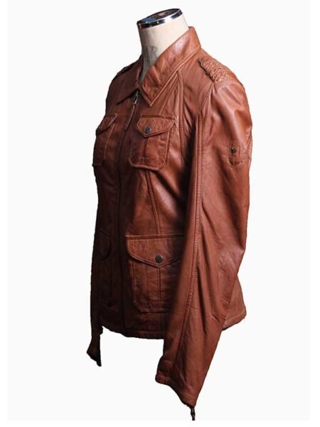 tan leather jacket women