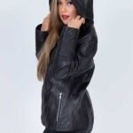 Leather jackets with Hoods Womens