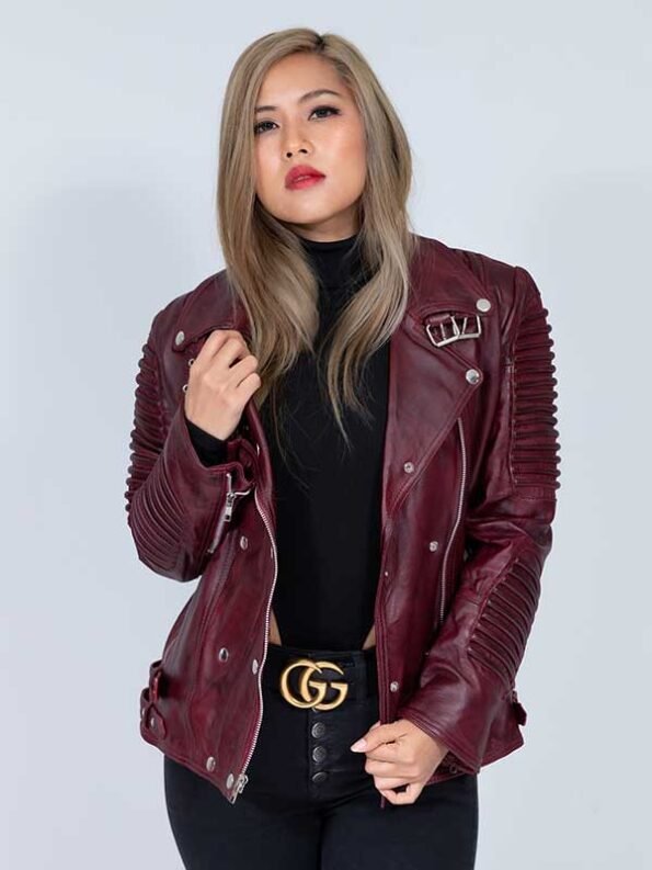 women’s leather moto jacket
