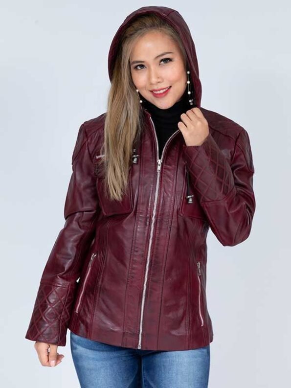 plus size leather jacket with hood