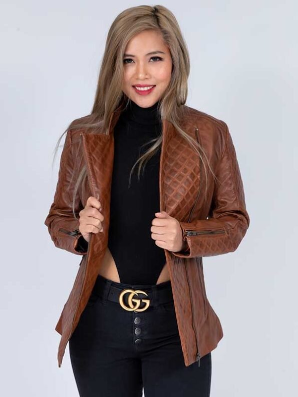 women quilted leather jacket
