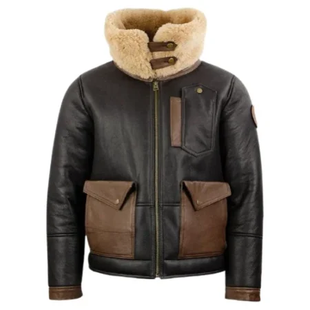 B3 Aviator Chocolate Sheepskin Leather Jacket