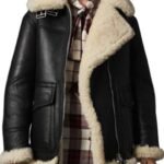 Black Shearling Aviator Ivory Winter Leather Jacket For Womens Best Offer