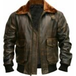 Mens G1 Aviator Distressed Brown Pilot Bomber Leather Jacket