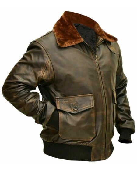 Mens G1 Aviator Distressed Brown Pilot Leather Jacket for Mens