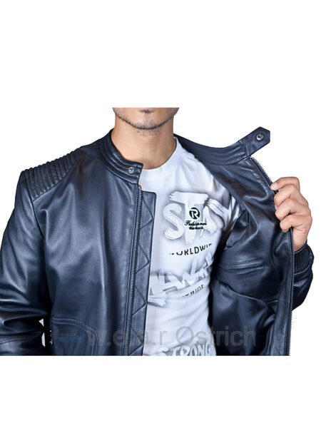 mens black leather bomber jacket