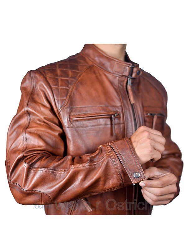 distressed brown leather jacket
