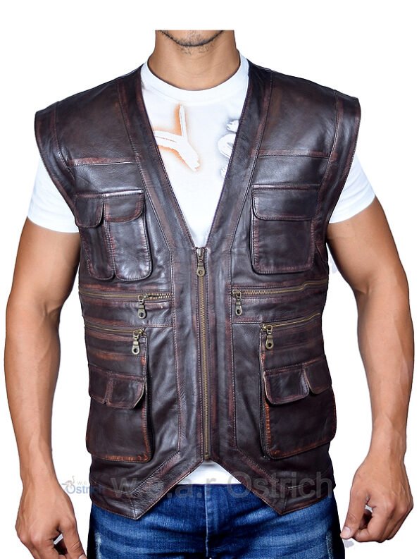 Brown Leather Vest Mens