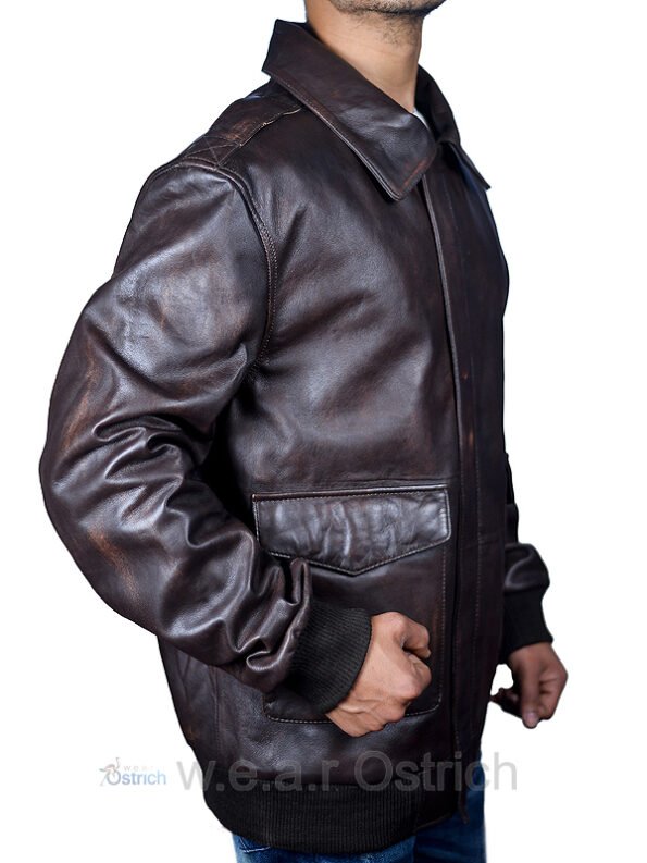 brown leather bomber jacket mens