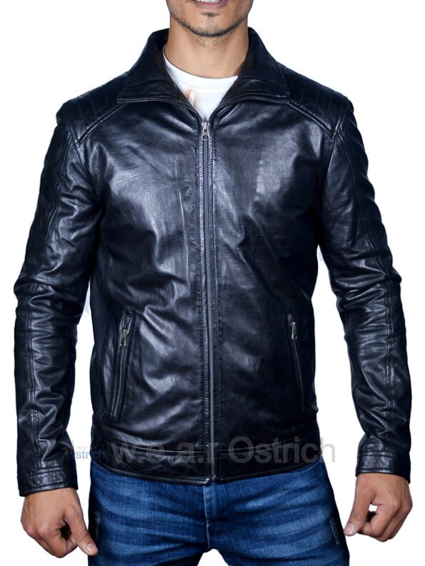mens black leather jacket