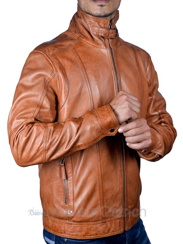 tan biker jacket