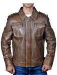mens brown leather jacket outfit