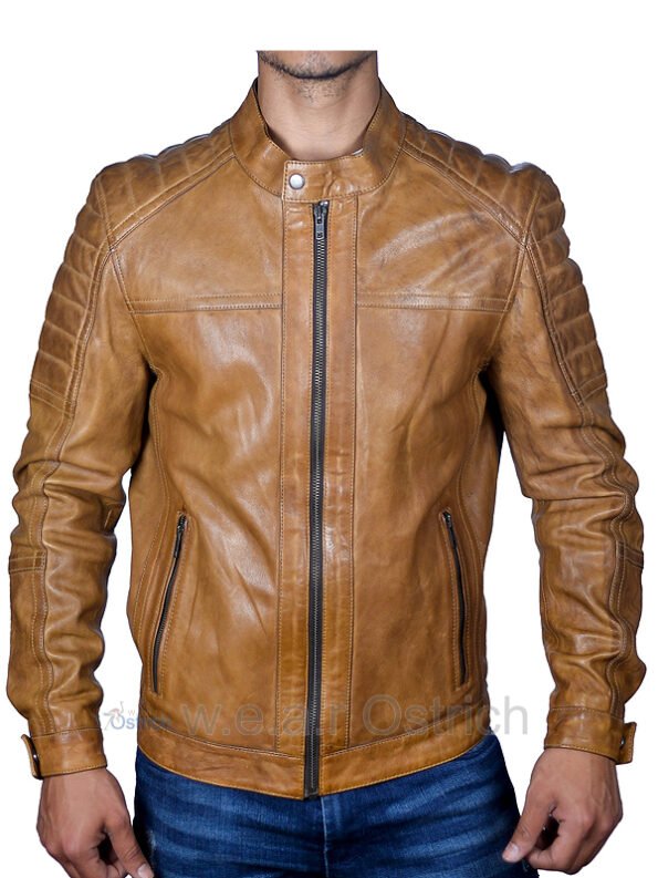 brown leather jacket mens outfit