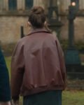 Aimee-Lou-Wood-Daddy-Issues-S01-Gemma-Burgundy-Leather-Bomber-Jacket