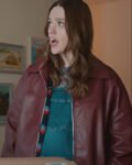 Aimee-Lou-Wood-Daddy-Issues-S01-Gemma-Burgundy-Leather-Bomber-Jacket