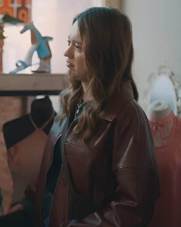 Daddy-Issues-S01-Gemma-Burgundy-Leather-Jacket