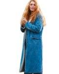 Blake Lively It Ends With Us 2024 Blue Denim Shearling Coat