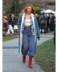 Blake Lively It Ends With Us 2024 Blue Denim Shearling Coat