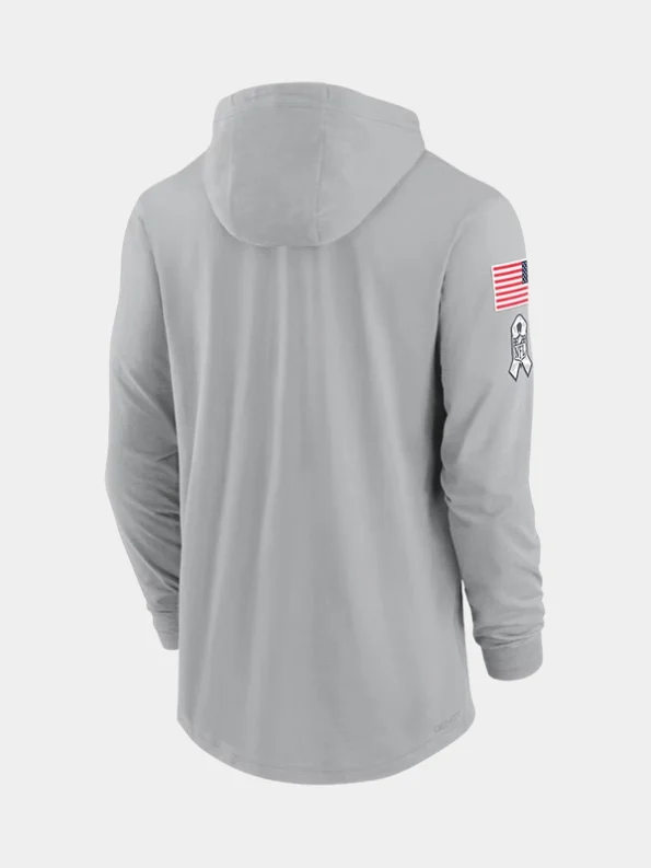 Salute to Service Lightweight Performance New York Jets Nike Gray 2024 Long Sleeve Hooded T-Shirt Grey 3