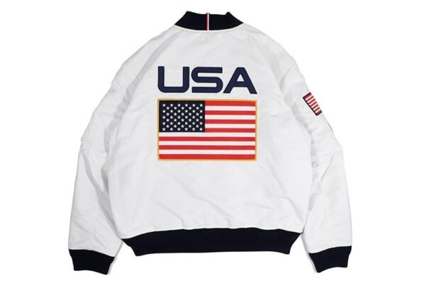 Joe Biden Paris Olympics 2024 USA White Bomber Jacket 2