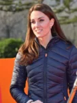 Kate Middleton Puffer Blue Quilted Jacket 2