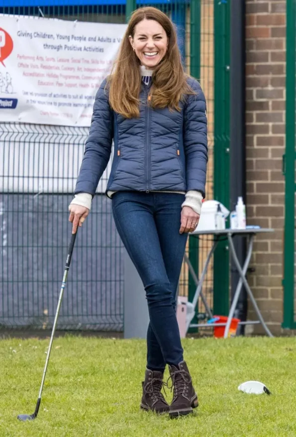 Kate Middleton Puffer Blue Quilted Jacket 2