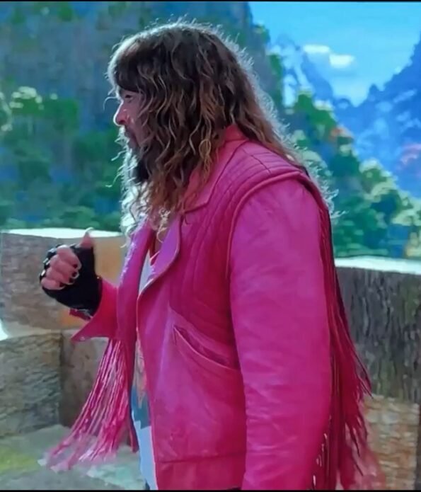 Minecraft Movie 2025 Jason Momoa Pink Fringed Jacket 5