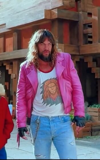 Minecraft Movie 2025 Jason Momoa Pink Fringed Jacket 8