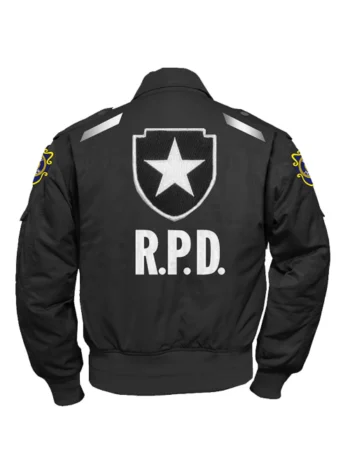 Leon-Resident-Evil-2-Remake-RPD-Black-Bomber-Jacket1.webp