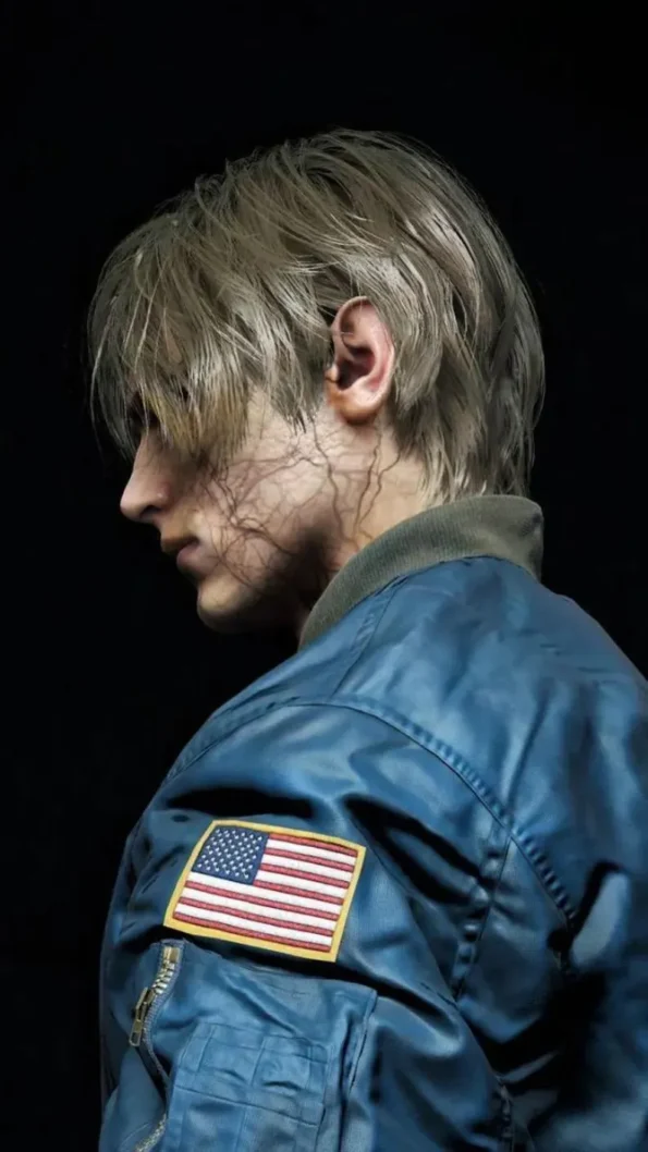 RE4 Remake Leon Blue Jacket Costume 7