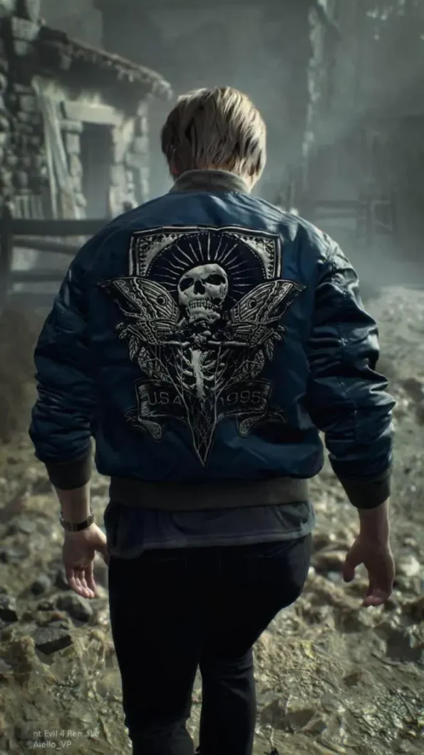 RE4 Remake Leon Blue Jacket Costume 8