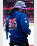 This is a Recreated Product  Material: Fleece Closure: Pullover Closure Collar: Hooded Collar Color: Blue