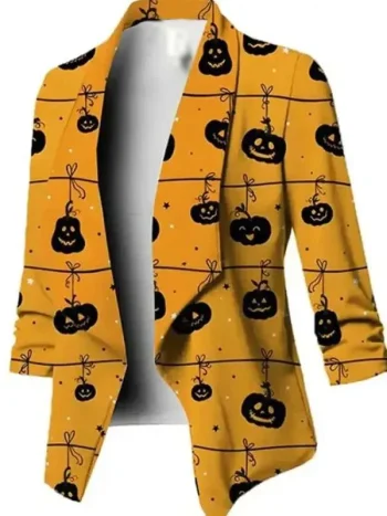 Halloween Yellow Pumpkin Blazer