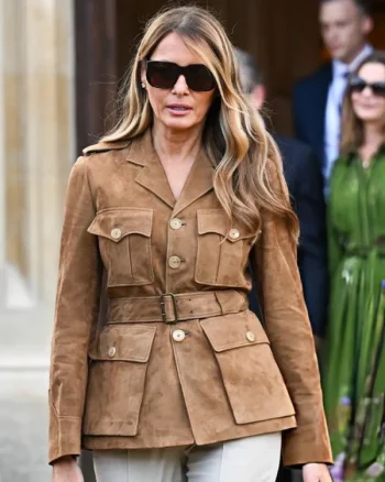 Melania-Trump-Brown-Suede-Belted-Jacket2.webp