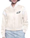 Philadelphia Eagles Cropped Satin Varsity Full-Snap Jacket 1