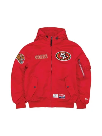 Alpha Industries L-2B San Francisco 49ers Hooded Bomber Red Jacket