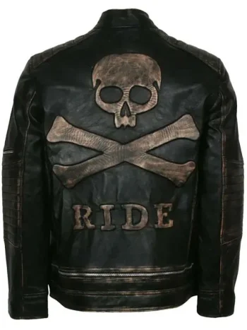 Skull Ride Distressed Leather Jacket