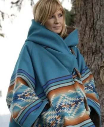 Yellowstone-Beth-Dutton-Turquoise-Blanket-Hooded-Poncho-Coat.webp