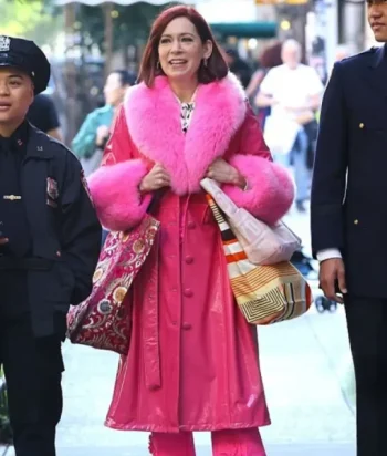 Carrie-Preston-Elsbeth-S03-Pink-Leather-Long-Coat1.webp