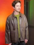 Logan-Lerman-Oh-Hi-2025-Brown-Leather-Jacket.webp